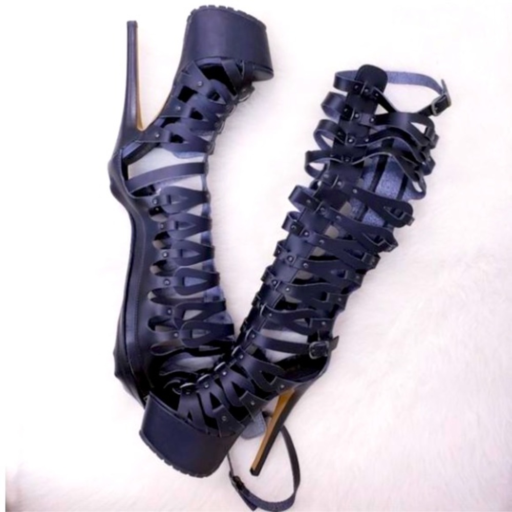 Black Samara Gladiator Sandal Platforms